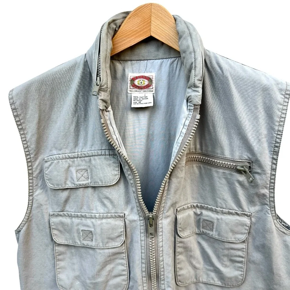 Vintage Banana Republic Men Safari Utility Bush Vest Hooded Hunting Fishing 80’s